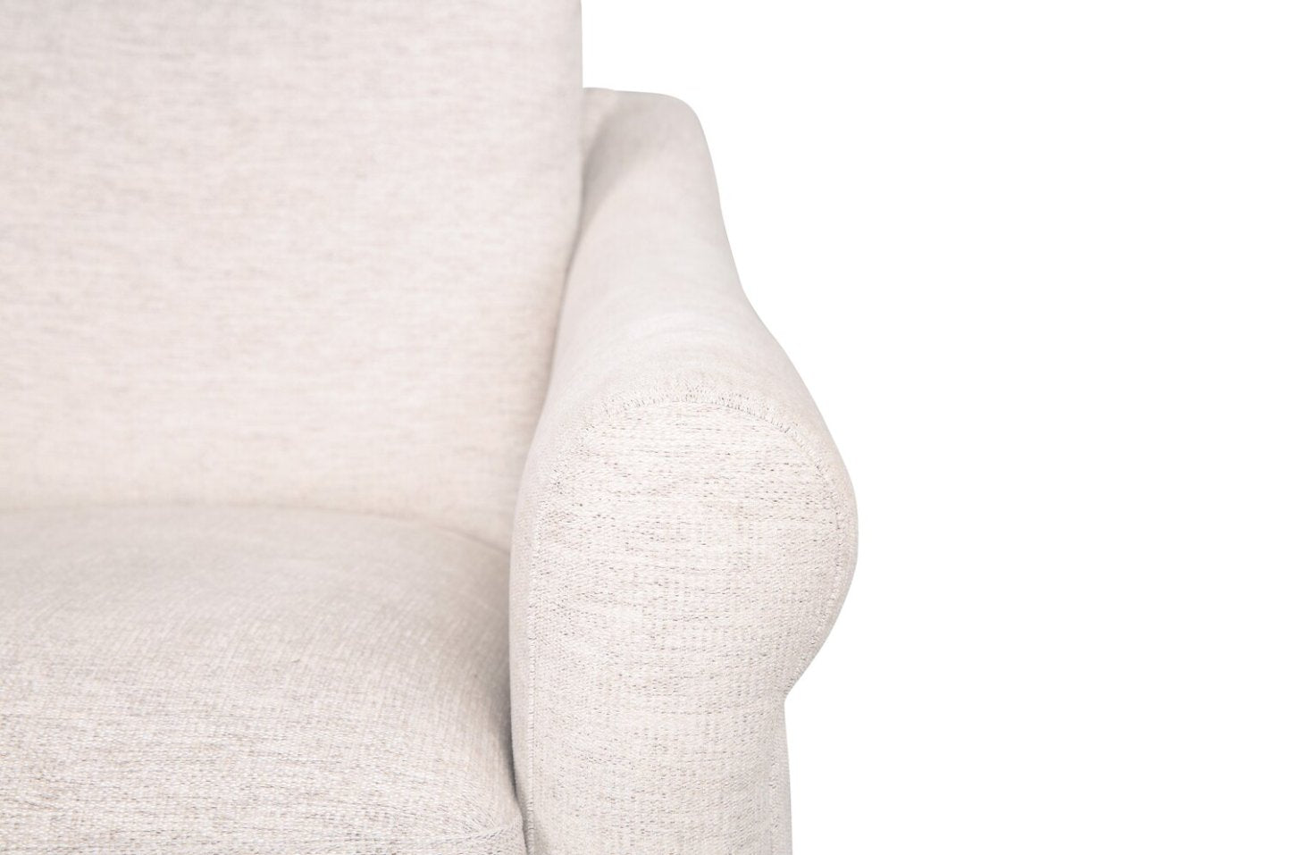 Causeuse Mallie de 60 po en tissu de chenille avec accoudoirs enroulés et pattes en bois - blanc coquillage