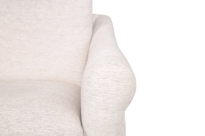 Causeuse Mallie de 60 po en tissu de chenille avec accoudoirs enroulés et pattes en bois - blanc coquillage