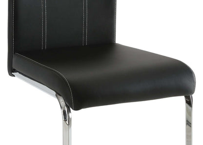 Ensemble de salle à manger Tuxedo 7 pièces avec table de 72 po (L), dessus en verre, base piédestal et 6 chaises - noir