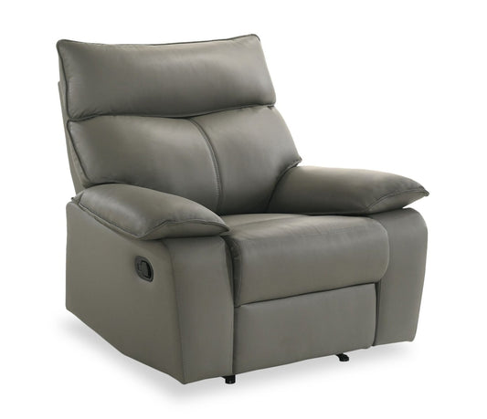 Matteo 42 Genuine Leather Reclining Chair - Aviarah Grey | Fauteuil inclinable Matteo de 42 po en cuir véritable - gris Aviarah