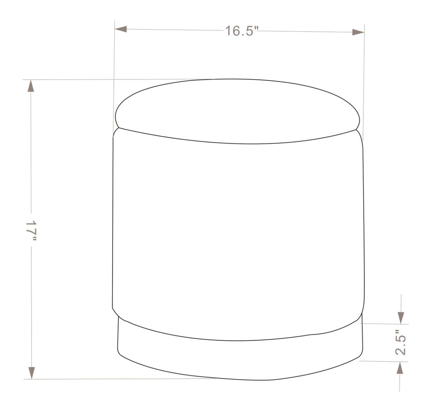 Pouf de rangement Phebe de 16,5 po avec base à bordures argentées - bleu marine
