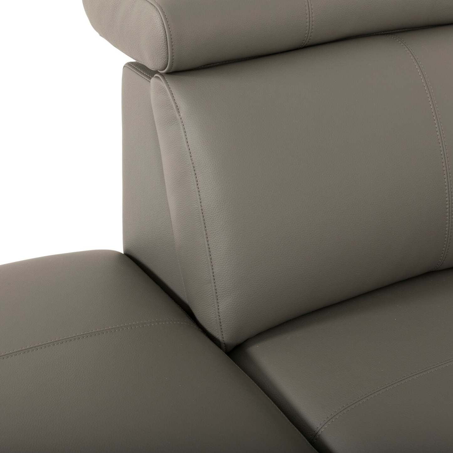 Sofa sectionnel de gauche à inclinaison électrique Valentino 3 pièces en cuir véritable avec appuie-têtes réglables - gris