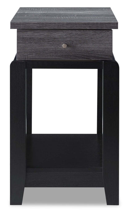 Table de fauteuil Torry de 13,75 po avec tiroir - gris vieilli