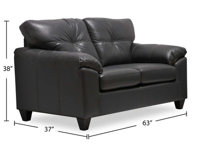 Causeuse Addison de 63 po fabriquée au Canada en tissu d’apparence cuir avec coussins de siège amovibles et capitonnage - grise