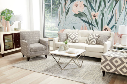 Fabriqué au Canada, canapé Kylie 78 de Cindy Crawford Home en tissu d'apparence lin avec pattes en bois - perle Zeus