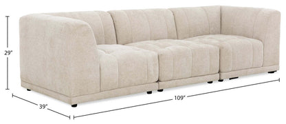 Sofa modulaire Oaklyn Kort & Co. de 109 po en tissu avec coussins de siège capitonnés - beige