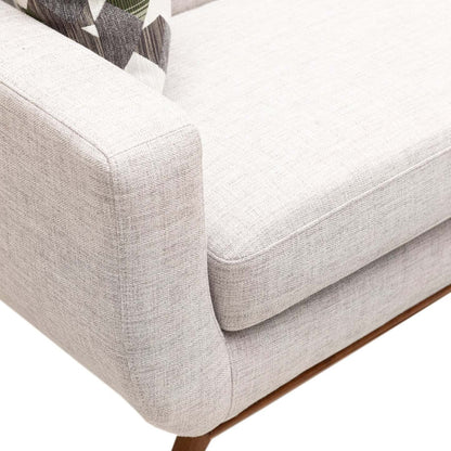 Kort & Co. Freeman 80” Linen-Look Fabric Condo Size Sofa with Wood Legs - Dove White | Sofa Freeman de Kort & Co. de 80 po de format condo en tissu d’apparence lin avec base et pattes en bois - blanc colombe