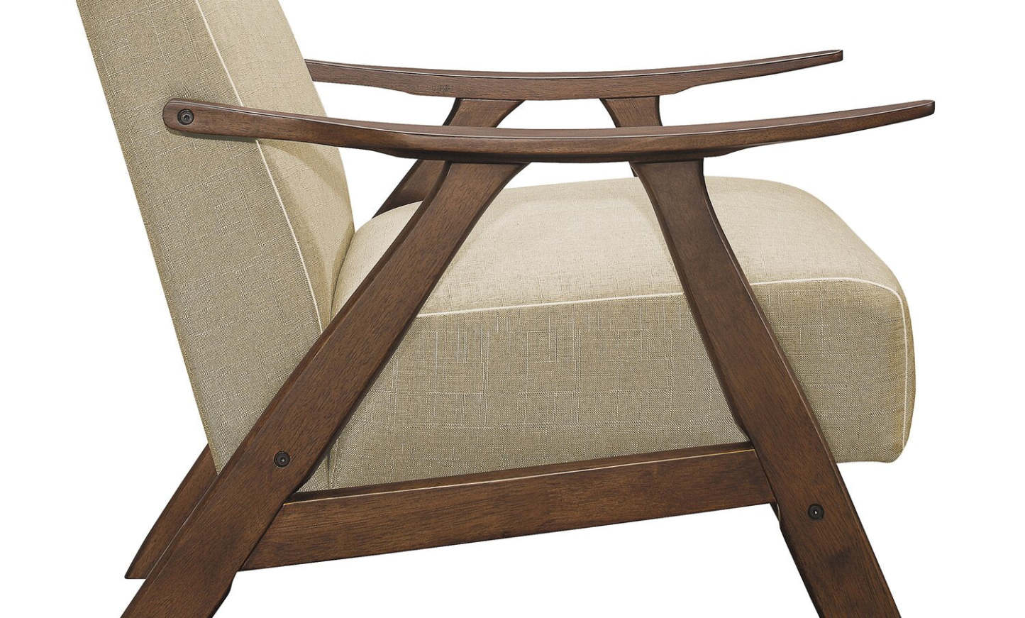 Fauteuil d'appoint Kyra 28,5 en tissu d'apparence lin avec accoudoirs courbés et structure en bois - Taupe | Fauteuil d'appoint Kyra de 28,5 po en tissu d'apparence lin avec accoudoirs courbés et armature en bois - taupe