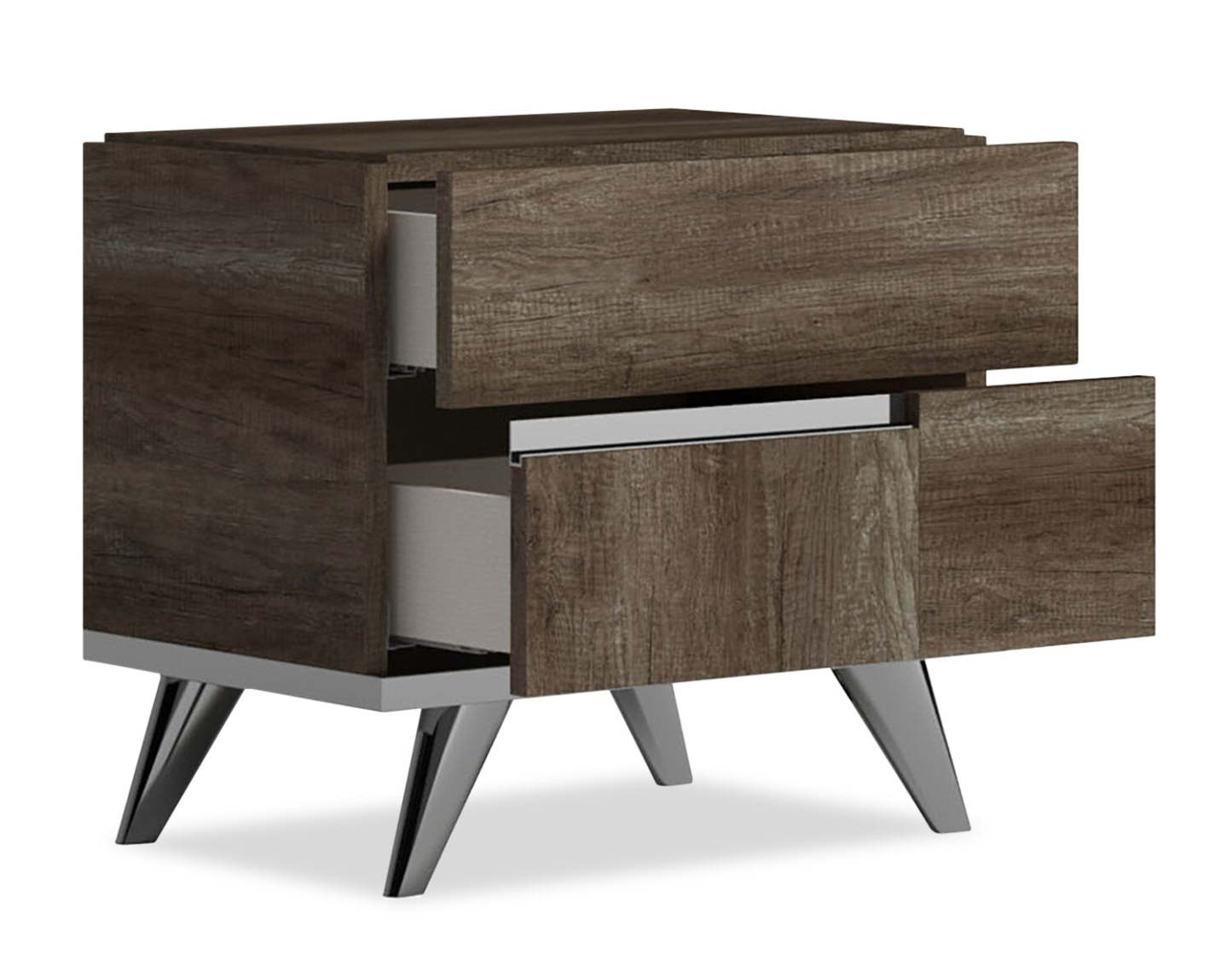 Table de nuit à 2 tiroirs Gino - Fabriquée en Italie, 24,8 L x 23,2 H, Moderne - Marron | Table de nuit Gino à 2 tiroirs - fabriquée en Italie, 24,8 po (L) x 23,2 po (H), moderne - brune