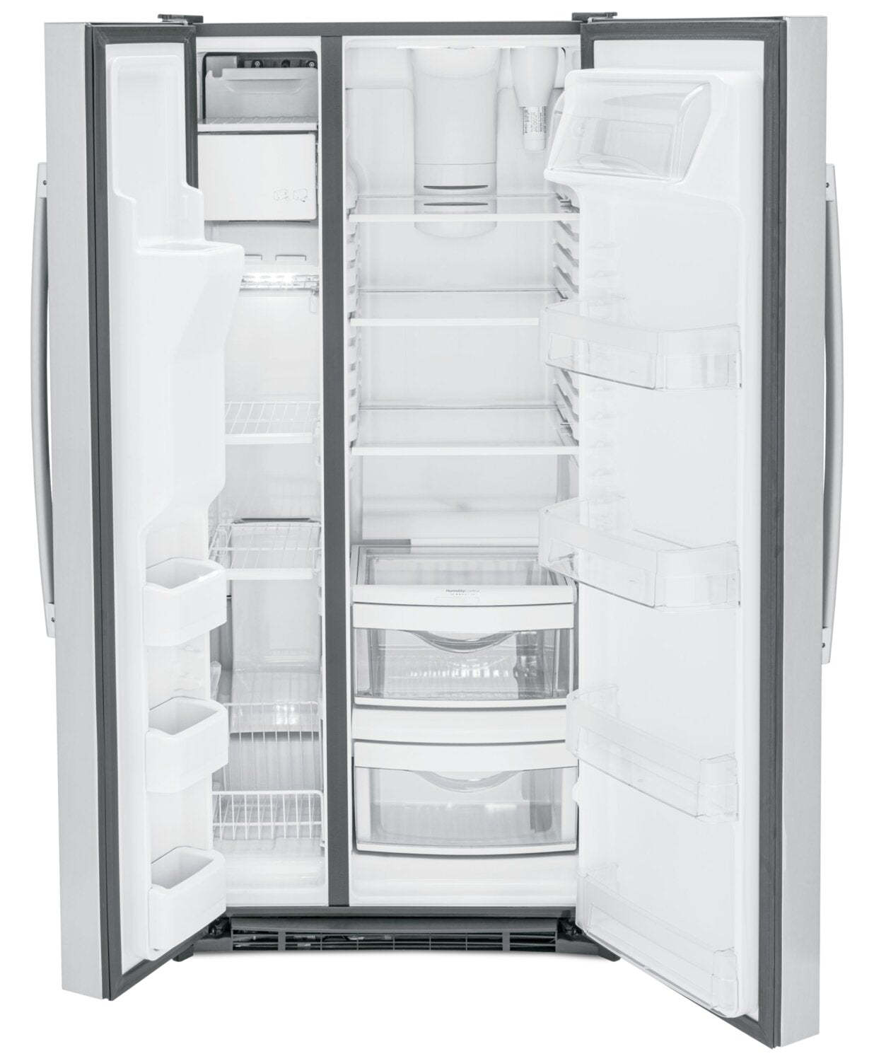 Réfrigérateur GE de 33 po et de 23,2 pi³ à compartiments juxtaposés - acier inoxydable résistant aux empreintes digitales - GSS23GYPFS | GE 33 23.2 Cu. Ft. Side-by-Side Refrigerator - Stainless Steel Fingerprint Resistant  - GSS23GYPFS