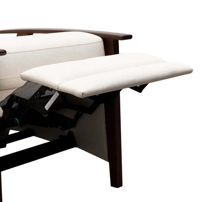 Fauteuil d'appoint inclinable Bree 28,5 en tissu d'apparence lin avec accoudoirs et pieds en bois - Beige | Fauteuil d'appoint à inclinaison par poussée Bree de 28,5 po en tissu d'apparence lin avec accoudoirs et pattes en bois - beige