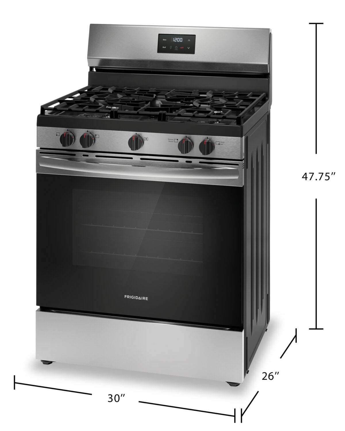 Cuisinière à gaz Frigidaire de 5,1 pi³ avec ébullition rapide et surface de cuisson à 5 brûleurs - Acier inoxydable - FCRG305… | Frigidaire 5,1 Cu. Fort. Cuisinière à gaz avec ébullition rapide et table de cuisson à cinq brûleurs - S…