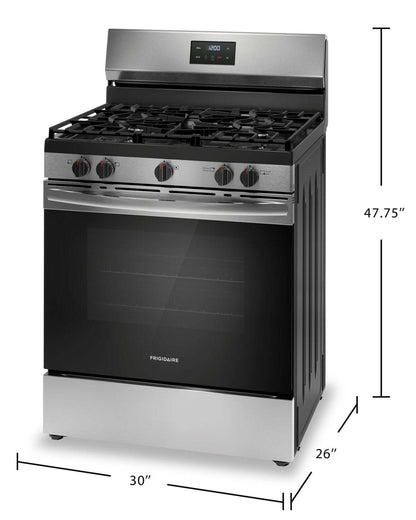 Cuisinière à gaz Frigidaire de 5,1 pi³ avec ébullition rapide et surface de cuisson à 5 brûleurs - Acier inoxydable - FCRG305… | Frigidaire 5,1 Cu. Fort. Cuisinière à gaz avec ébullition rapide et table de cuisson à cinq brûleurs - S…