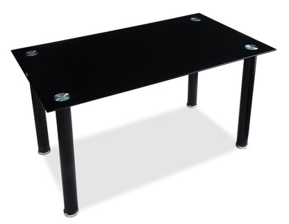 Table à manger Onyx avec plateau en verre, 55 W - Noir | Table de salle à manger Onyx de 55 po (L) avec dessus en verre - noire