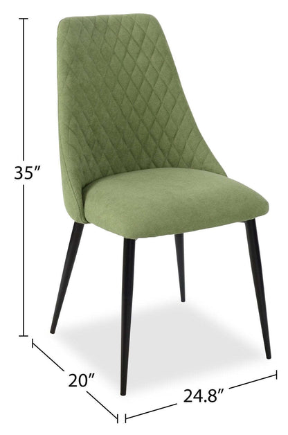 Chaise de salle à manger Miya avec tissu polyester, métal - Vert mousse | Chaise de salle à manger Miya en tissu de polyester et en métal - vert mousse