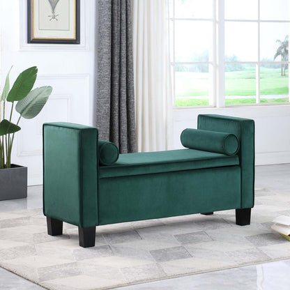 Banc de rangement Octavia 53.25 - Velours vert|Banc de rangement Octavia de 53,25 po - velours vert
