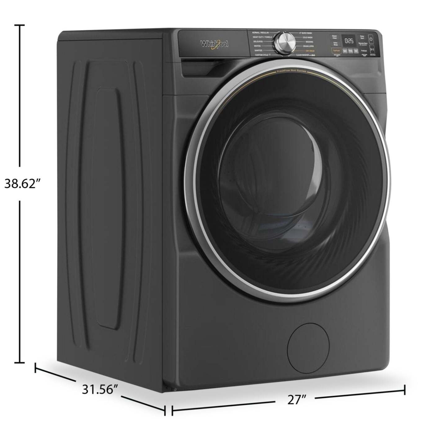 Laveuse Whirlpool à chargement frontal de 5,8 pi³ avec système de ventilation FreshFlowMC et lavage intelligent par IA - WFW6720RU | WFW6720U