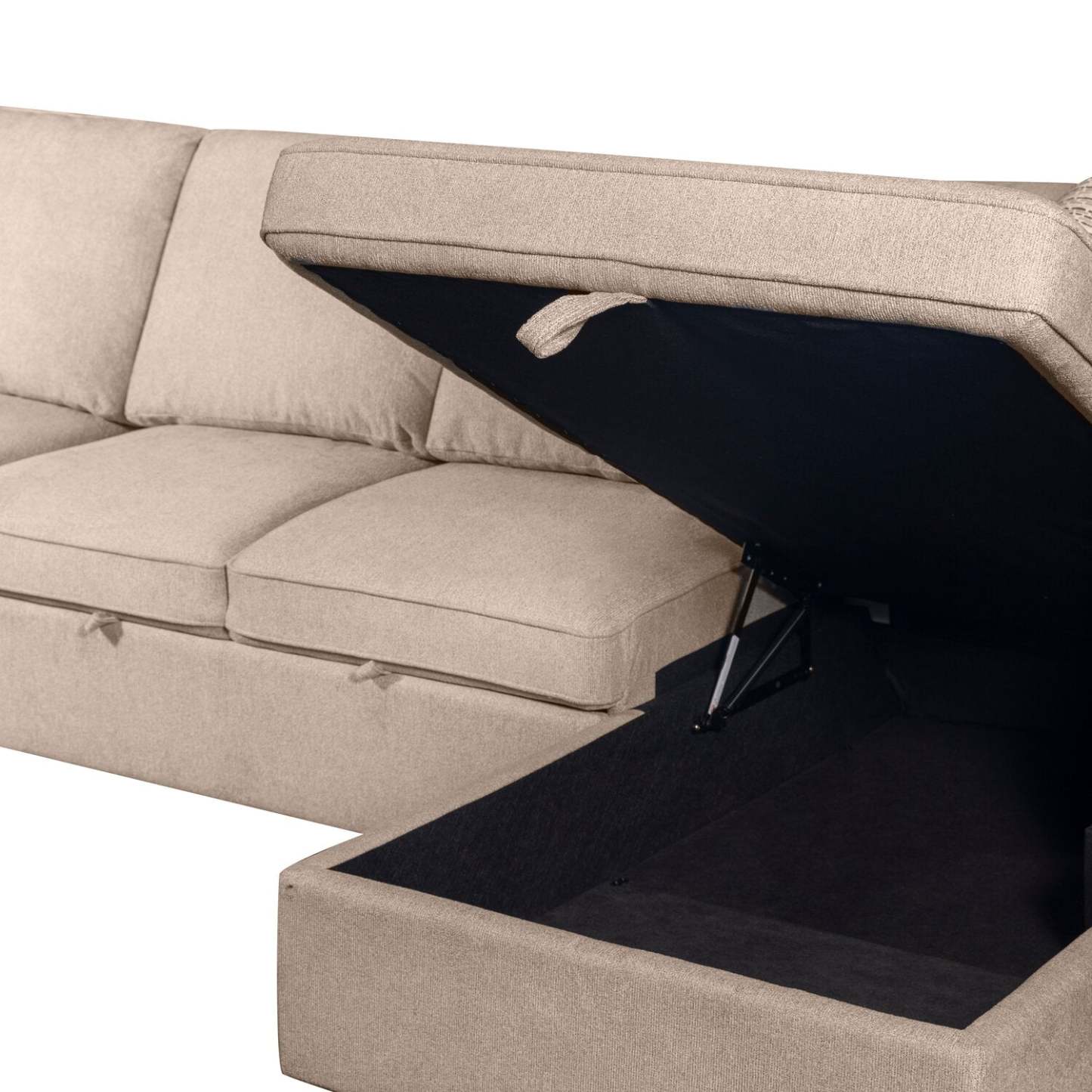 Scott Living Haven 3-Piece Left-Facing Chenille Fabric Cuddler Sleeper Sectional with Storage - Taupe | Canapé-lit sectionnel enveloppant de gauche Haven de Scott Living 3 pièces en tissu de chenille avec rangement - taupe