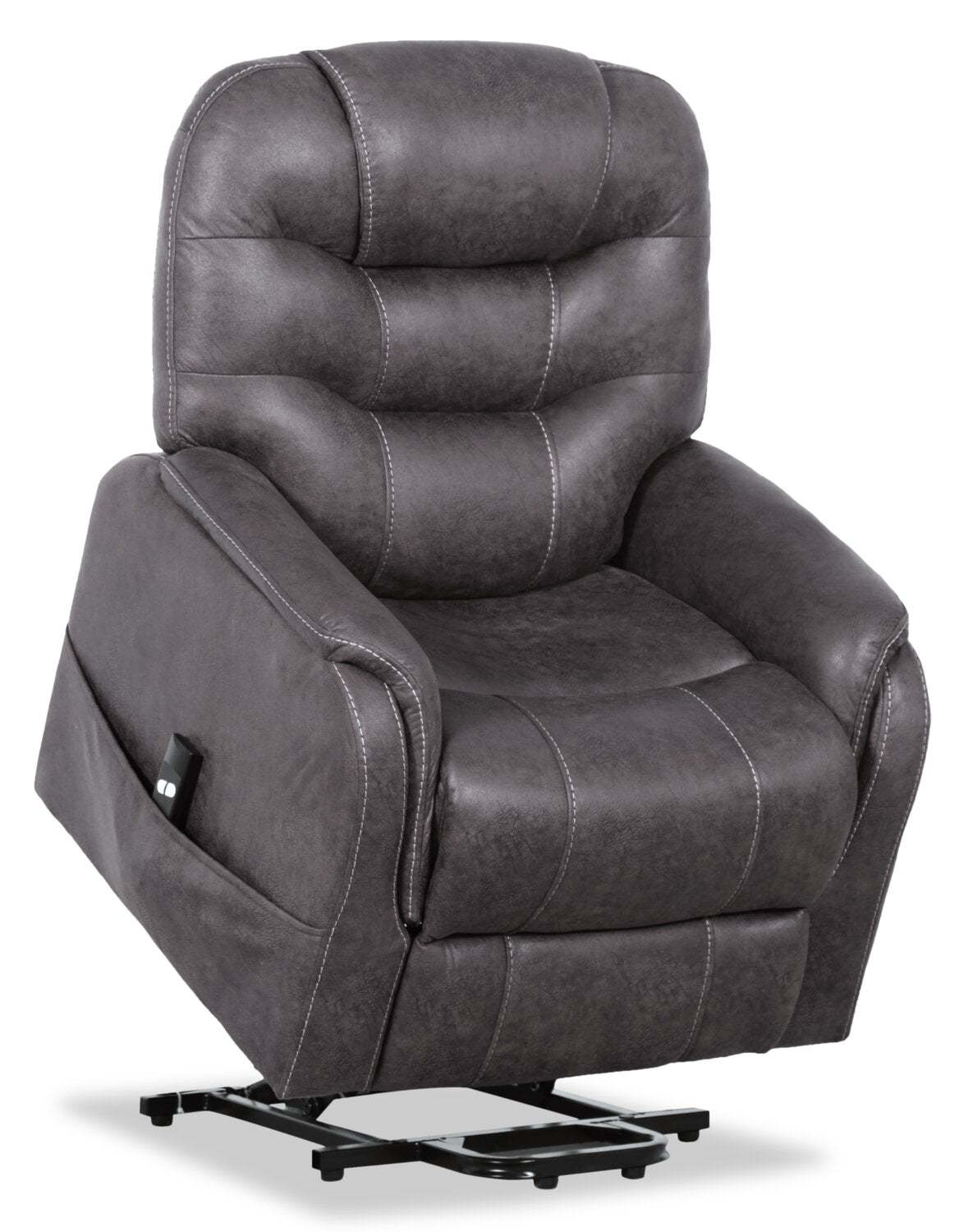 Fauteuil inclinable à relevage électrique Landon 34 en microfibre - Gris | Fauteuil inclinable électrique Landon de 34 po en microfibre - gris
