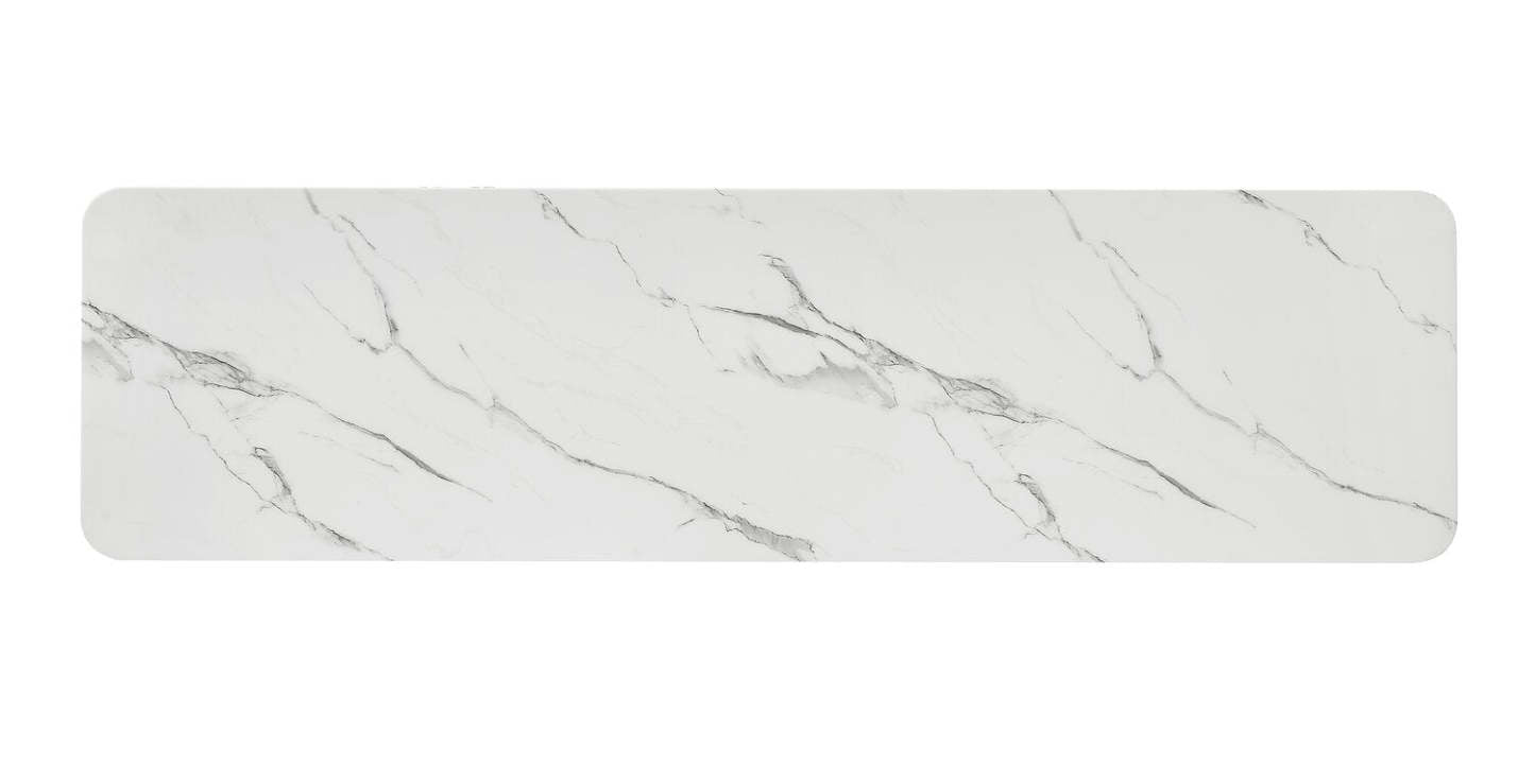 Desserte de salle à manger Capri de Kort &amp; Co. de 66 po (L) avec rangement, dessus en imitation de marbre et touches dorées - noire et blanche