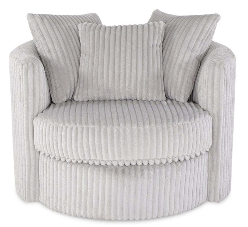 Fauteuil d’appoint pivotant Cuddler Midi de 42 po fabriqué au Canada en tissu de chenille - gris Groove Mist