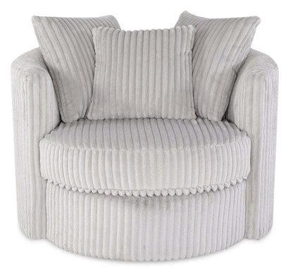 Fauteuil d’appoint pivotant Cuddler Midi de 42 po fabriqué au Canada en tissu de chenille - gris Groove Mist