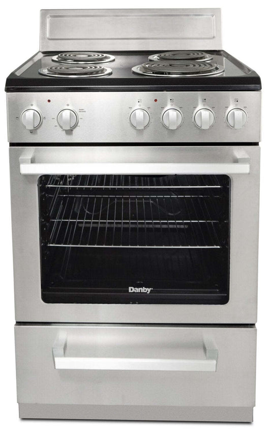 Cuisinière électrique Danby de 2,5 pi³ avec largeur compacte de 24 po et 4 brûleurs - acier inoxydable - DERM240BSS… | Cuisinière électrique Danby de 2,5 pi³ de largeur compacte de 24 po et à 4 brûleurs - acier inoxydable…