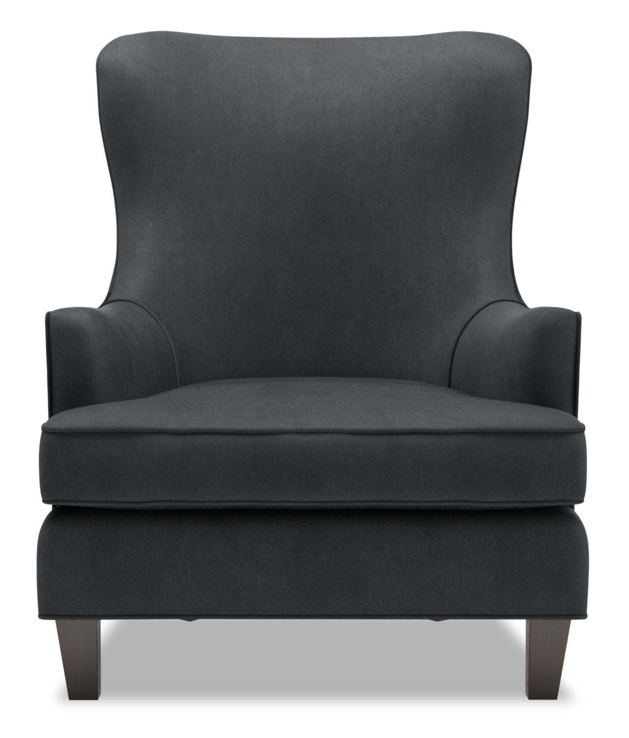 Fauteuil d'appoint à oreilles personnalisable Sofa Lab de 32 po fabriqué au Canada en tissu d'apparence lin - gris Pax Pepper | AILE2949