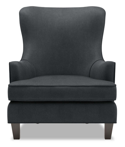 Fauteuil d'appoint à oreilles personnalisable Sofa Lab de 32 po fabriqué au Canada en tissu d'apparence lin - gris Pax Pepper | AILE2949