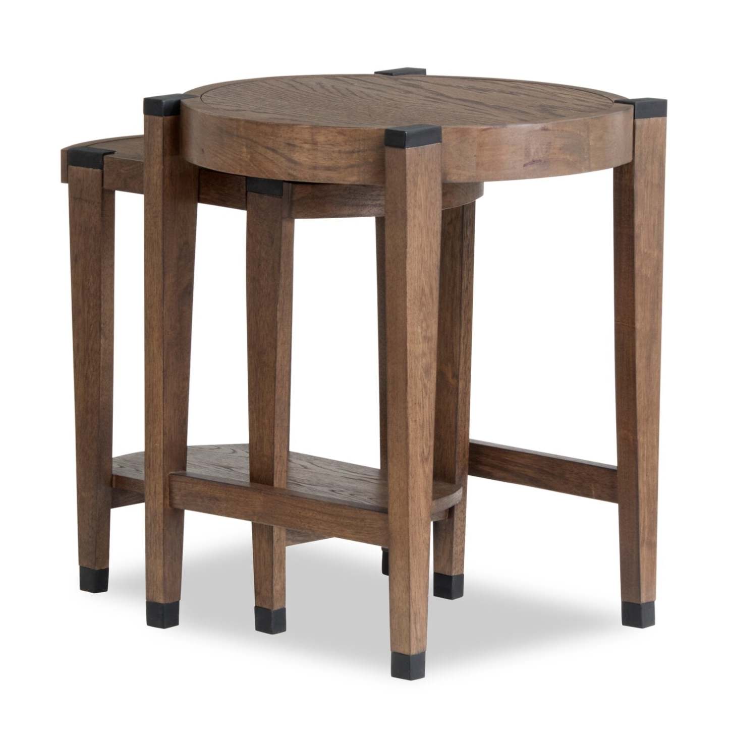 Gordon 22” 2-Piece Round Solid Wood Nesting Accent Table - Brown | 2 tables d’appoint gigognes rondes Gordon de 22 po en bois massif - brunes