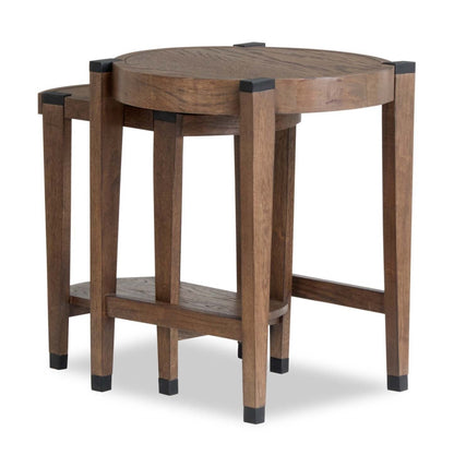 Gordon 22” 2-Piece Round Solid Wood Nesting Accent Table - Brown | 2 tables d’appoint gigognes rondes Gordon de 22 po en bois massif - brunes