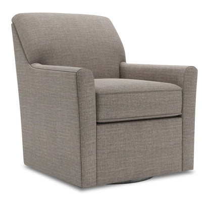 Fauteuil d'appoint pivotant personnalisable Sofa Lab de 31 po fabriqué au Canada en tissu d'apparence lin - gris Luna Smoke | SWIV2391