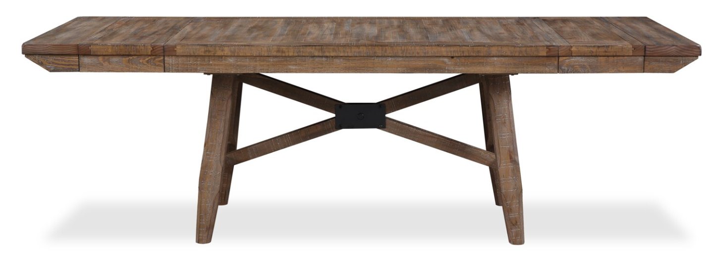 Cedar 7pc Dining Set with Table & 6 Chairs, Pine Wood, Trestle-Base, 72.07W - Brown | Ensemble de salle à manger Cedar 7 pièces en pin avec table de 72,07 po (L), base à tréteaux et 6 chaises - brun