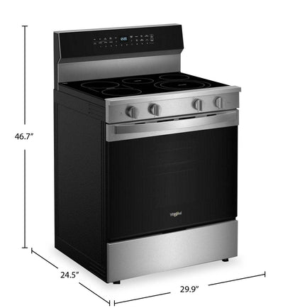 Cuisinière électrique Whirlpool de 30 po et de 5,3 pi3 avec friture à air sans préchauffage - acier inoxydable - YWFES7030SZ | Whirlpool 30 5.3 Cu. Ft. Electric Range with No Preheat Air Fry - Stainless Steel - YWFES7030SZ