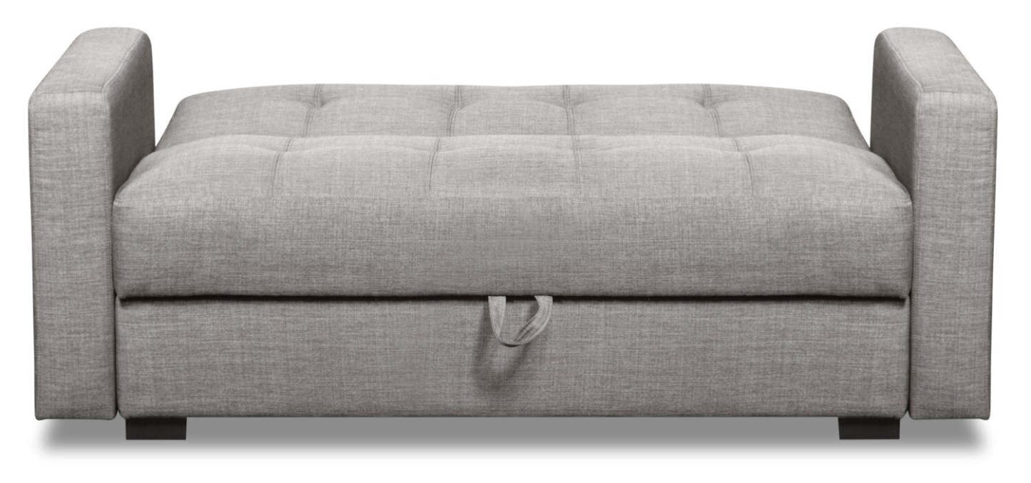 Futon Weston de 55 po en tissu d’apparence lin avec mécanisme Klik Klak et rangement - gris acier
