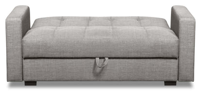 Futon Weston de 55 po en tissu d’apparence lin avec mécanisme Klik Klak et rangement - gris acier