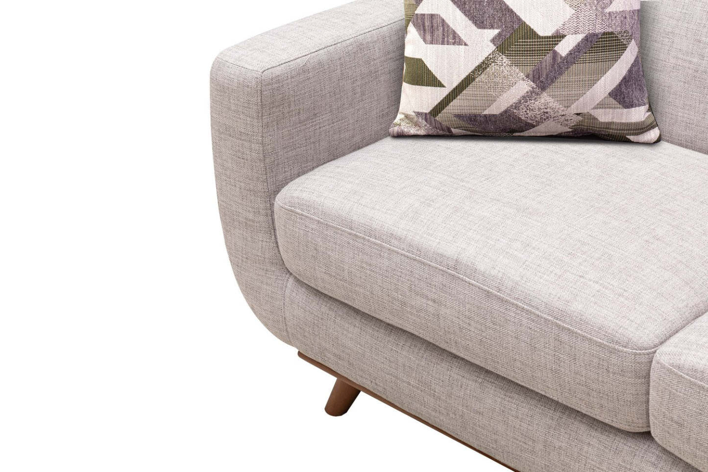 Sofa en tissu d’apparence lin Freeman 88 de Kort & Co. avec base en bois et coussins de dossier capitonnés - blanc colombe | Sofa Freeman Kort & Co. de 88 po en tissu d’apparence lin avec pattes en bois et coussins de dossier capitonnés - blanc colombe