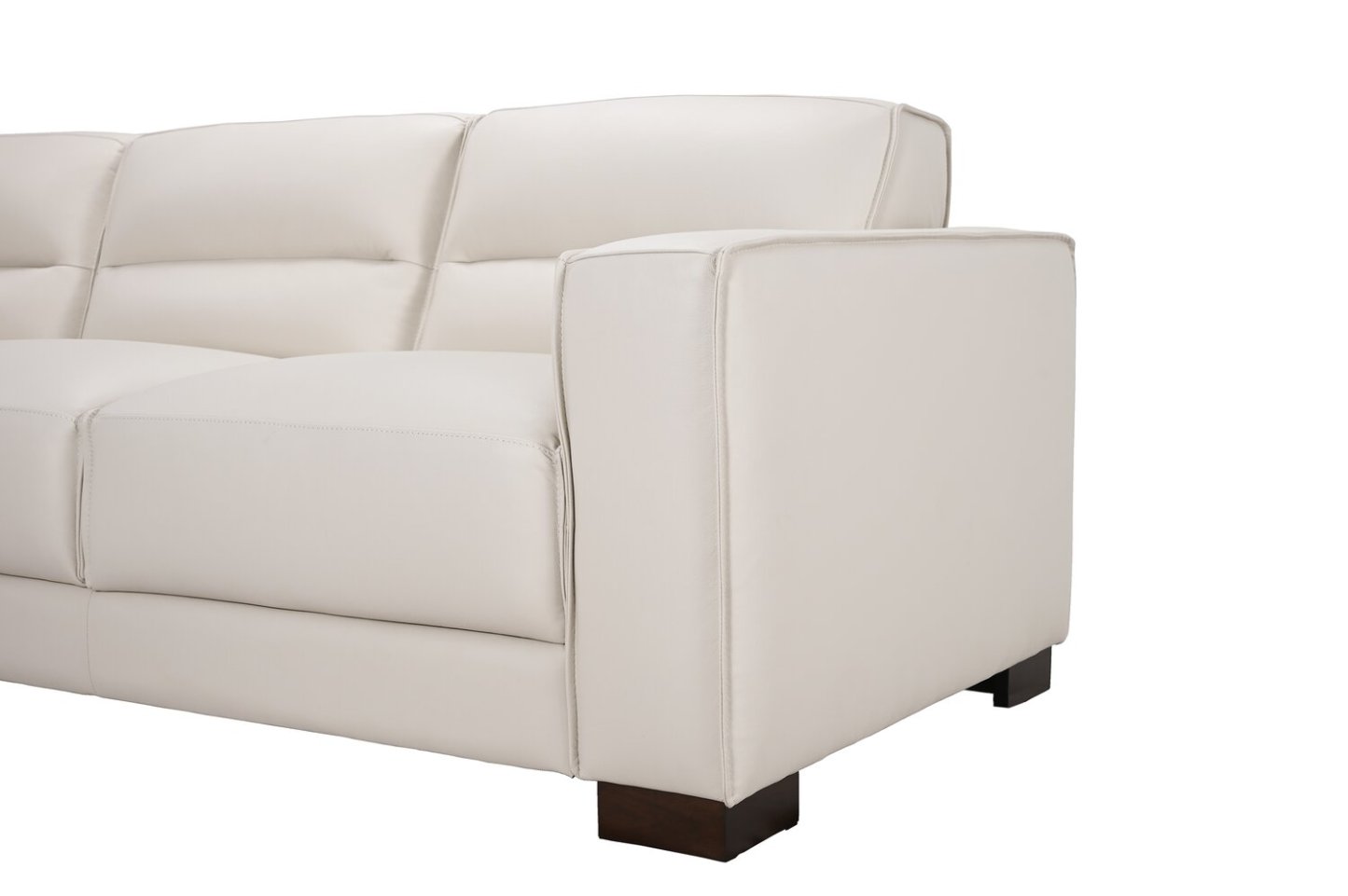 Citadel 2-Piece Left-Facing Top-Grain Genuine Leather Sectional with Wood Legs - Frost White | Canapé sectionnel gauche Citadel 2 pièces en cuir véritable de qualité supérieure avec pieds en bois - blanc givré