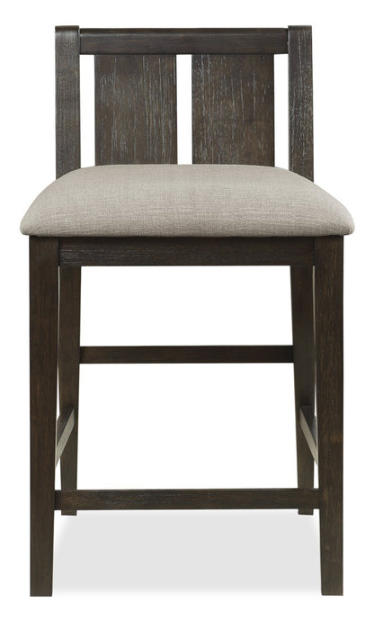 Lane 3pc Counter-Height Dining Set with Table & 2 Chairs, Built-in Shelves & USB, 36.5W - Brown | Ensemble de salle à manger Lane 3 pièces de hauteur comptoir avec table de 36,5 po (L), tablettes et port USB intégrées, et 2 chaises - brun