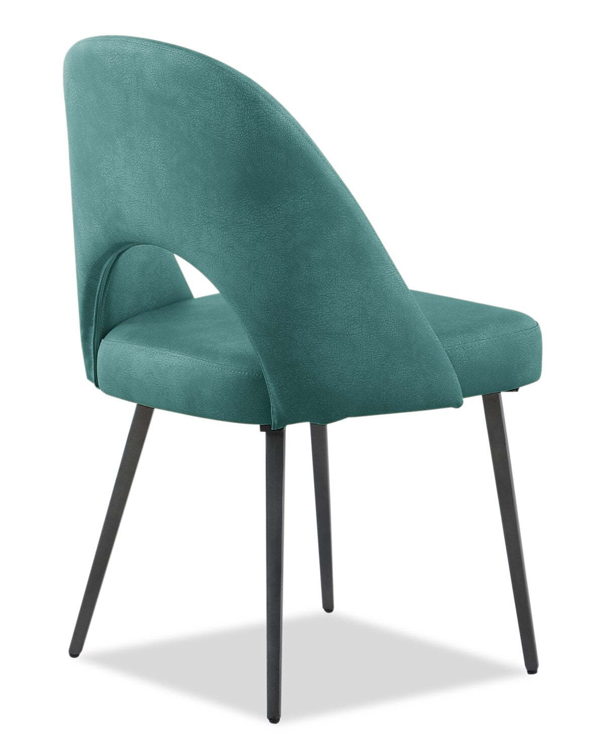 Chaise de salle à manger Bay de Kort & Co. en tissu de cuir végétalien et en métal - turquoise