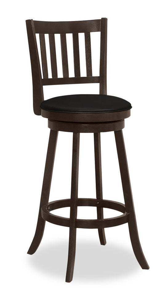 Tabouret de bar Rory avec siège pivotant, tissu en cuir végétalien - Marron | Tabouret de bar Rory en tissu de cuir végétalien avec siège pivotant - brun