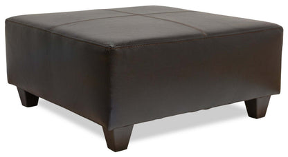 Fabriqué au Canada Pouf Addison 37 en similicuir - Noir mûre | Pouf Addison de 37 po fabriqué au Canada d'apparence cuir - noir mûre