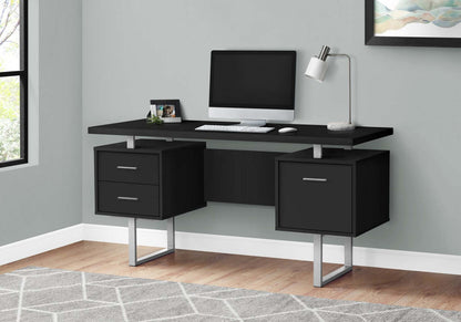Bureau réversible Teagan 60 avec 3 tiroirs - Noir|Bureau réversible Teagan de 60 po à 3 tiroirs - noir