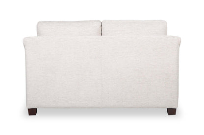 Causeuse Mallie de 60 po en tissu de chenille avec accoudoirs enroulés et pattes en bois - blanc coquillage