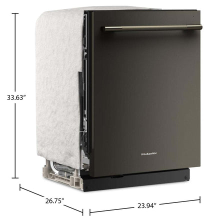 Lave-vaisselle KitchenAid de 24 po et de 44 dBA avec troisième panier 360° Max JetsMC - minerai noir - KDTS624SBE