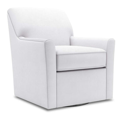 Fauteuil d'appoint pivotant personnalisable Canapé Lab de 31 po en tissu d'apparence lin - blanc Pax Ice | Fauteuil d'appoint pivotant Sofa Lab de 31 po fabriqué au Canada en tissu d'apparence lin - blanc Pax Ice | SWIV3449