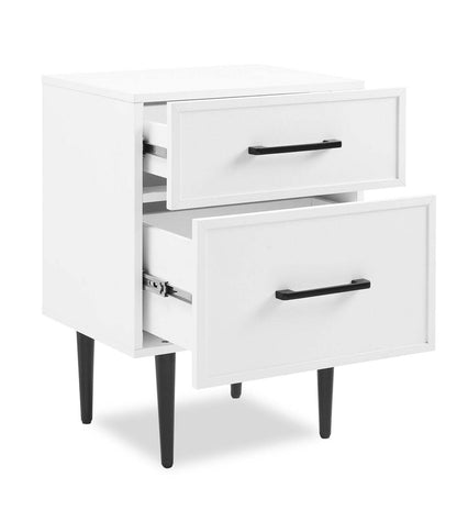 Table de chevet à 2 tiroirs Brax, 18 L x 25,75 H - Blanc | Table de nuit Brax de 18 po (l) x 25,75 po (H) à 2 tiroirs - blanche