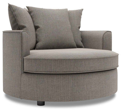 Fauteuil d’appoint enveloppant Sofa Lab personnalisable de 48 po fabriqué au Canada en tissu d’apparence lin - gris Luna Smoke | CUDD2391