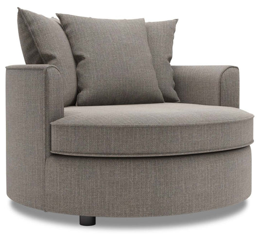 Fauteuil d’appoint enveloppant Sofa Lab personnalisable de 48 po fabriqué au Canada en tissu d’apparence lin - gris Luna Smoke | CUDD2391