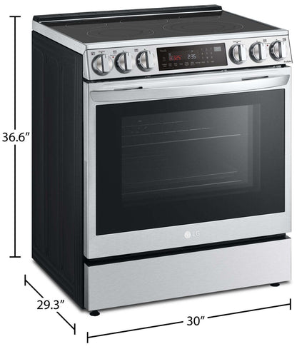 Cuisinière électrique intelligente LG de 6,3 pi³ avec friture à air et convection ProBake Convection® - Acier inoxydable résistant aux taches…